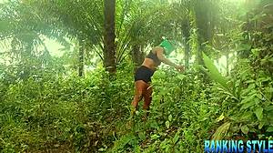 A sexy girl enjoys big cock in the forest