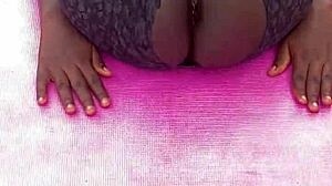 ebony milf does morning workout with pussy spread and big black cock