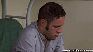 Stunning transsexual buttfucked on couch tgirl blowjob crossdressing shoes redhead sucking heels big tits cumshot cock