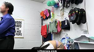 Officer Tommy Gunn performs deep cavity search on Harley Haze at the shop