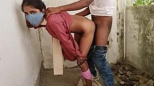 indian schoolgirl fucks boyfriend's big cock in quickie session