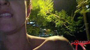 Moto Boy Pursues Redhead Latina Showing Big Tits On Car Sunroof.