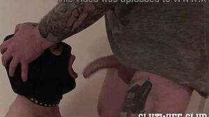 gagging whore action masked slut karla rose with big natural boobs goes on her knees for brutal sloppy deepthroat facefuck