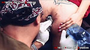 Amina sky getting an extreme asshole tattoo