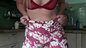 Horny Amateur Pees in Her Sexy Gym Pants Fetishly