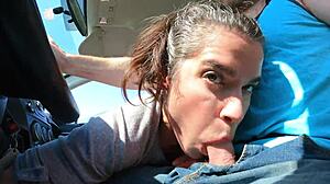 Lucky uber driver, wife swallows jizz with wet ass