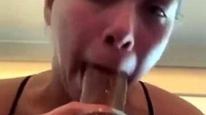 Amateur With Big Tits Gives Sloppy Head At Home.