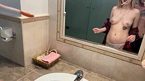 Skinny Brunette Gives Revenge Blowjob to Friend's Ex