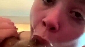 Amateur With Big Tits Gives Sloppy Head At Home.