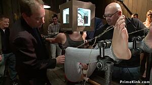 redhead and blonde explore public adventure