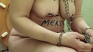 French Milf Slave Humiliated in Public BDSM Self-Session