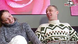 german teen girlfriend shared in first mmf threesome. amateur casting fun with swingers.