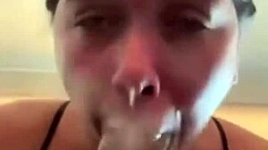 Amateur With Big Tits Gives Sloppy Head At Home.