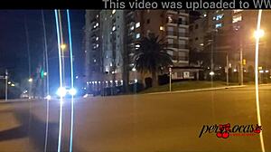 Moto Boy Pursues Redhead Latina Showing Big Tits On Car Sunroof.