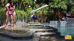 Two besties chatting innocently, then diving into lesbian sex.