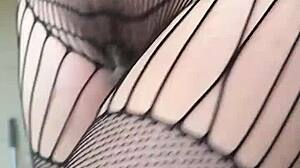 milf in fishnets does sexy fetish workout with tits bouncing 😏