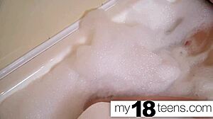 Babe masturbates in bath to orgasm!