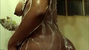 Drippythicklys enjoys shower play with her big ebony tits and wet pussy