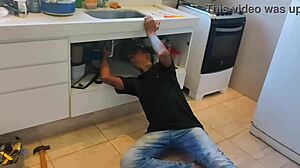 Pregnant wife cheats on husband with plumber and lets him cum inside 😈