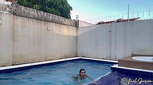 caught latina neighbor with sex machine outdoors