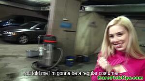 blonde amateur flashes tits in public