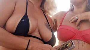 feeling excited talking dirty on beach with slutty friend, then deflowering young guy.