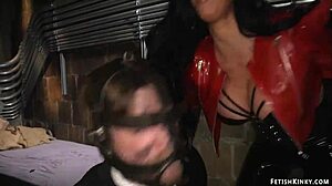 Femdom In Latex Pegs Masked Man In Intense Bondage Session