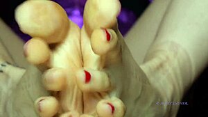 Sweat small 18+ feet mistress red toenail polish female domination sensual