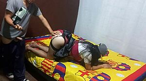 I found my mother-in-law masturbating erotically in my apartment, then she asked me to help finish the homemade porn video