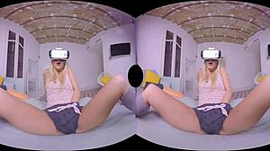 Blonde Czech Girl Uses Toys in Outdoor VR Solo