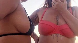 feeling excited talking dirty on beach with slutty friend, then deflowering young guy.
