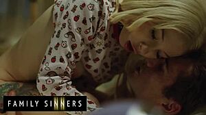 Hot blondie fucks her stepbro to get over breakup!