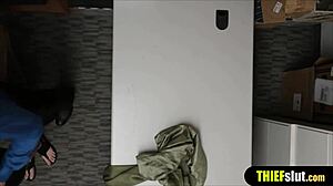 the geeky cute shoplifter is rough fucked on cctv