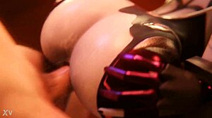 Widowmaker is getting a big anal creampie in this hardcore scene