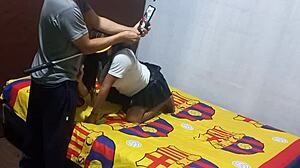 I found my mother-in-law masturbating erotically in my apartment, then she asked me to help finish the homemade porn video