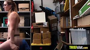 the geeky cute shoplifter is rough fucked on cctv