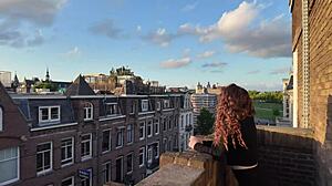 petite teen fucks on balcony