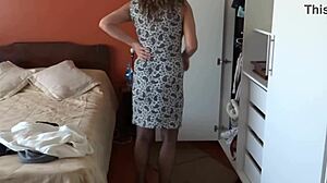 i love flashing my huge natural tits in pantyhose at the motel with stepbrother