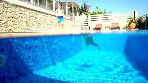 Mona Blue Fucks Step Brother In Pool! Deepthroat And Cumshot!