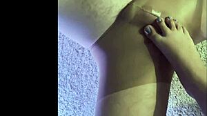 Wife Gives Footjob in Wet Pantyhose!