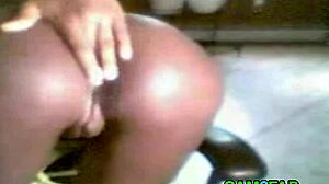 Ebony girl masturbating on webcam!
