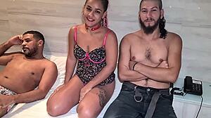 I see this couple's insane horniness in their first porn threesome with another man