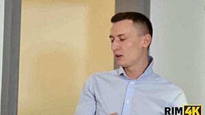 Hey, watch this brunette get her ass licked at the leaving party