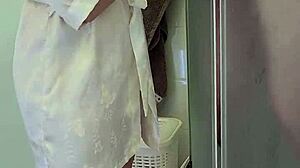 Stepmom assists son in jerking off, cumming on big tits!