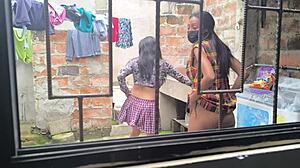 Are these housewives hot sluts making porn after laundry?