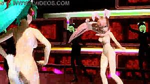 Hatsune Miku and Megurine Luka dancing in World End Dancehall!