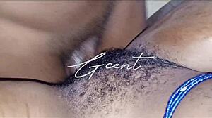 Close up of passionate hairy sex with moaning.