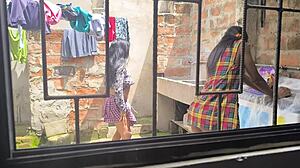 Are these housewives hot sluts making porn after laundry?