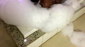 The brunette feels sensual in the bathtub, showing her big pussy.