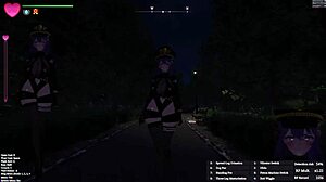 in the hentai game, guard girl has sex in the park part 1.